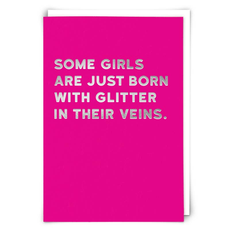 Pink card with white text on a white background