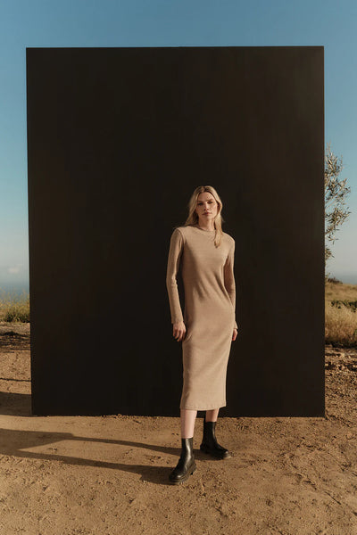 Bray - 2x1 Brushed Rib L/S Dress Pecan