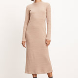 Bray - 2x1 Brushed Rib L/S Dress Pecan