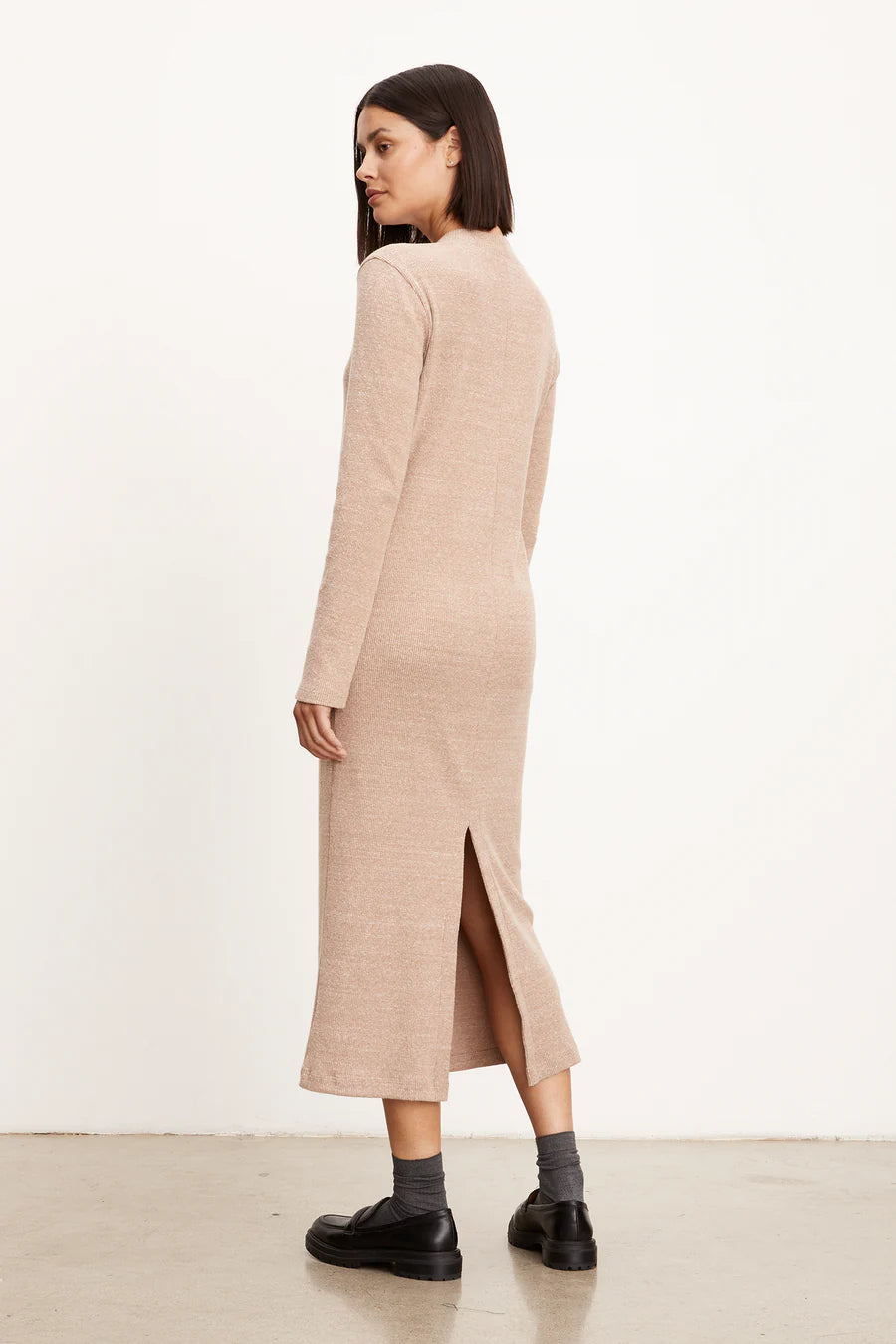 Bray - 2x1 Brushed Rib L/S Dress Pecan