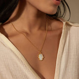 Gaining Clarity White Topaz Pearl Hamsa Necklace 18"