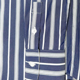 White Collar Stripe Shirt - Dark Blue