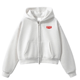 Cherry Heart Zip - White