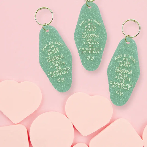 Sisters Will Always Be Connected Motel Keychain