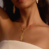 Spiritual Messenger Feather Lariat Necklace 20''