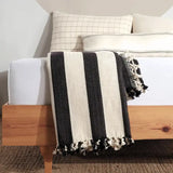 Black Striped Cream Throw Blanket