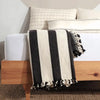 Black Striped Cream Throw Blanket