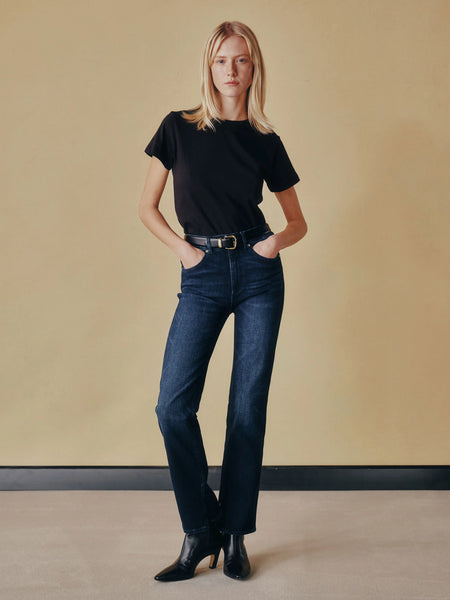 Patti High Rise Straight Jeans - Blue Cave