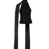 Scarf Tie Top - Black