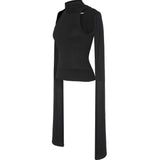 Scarf Tie Top - Black