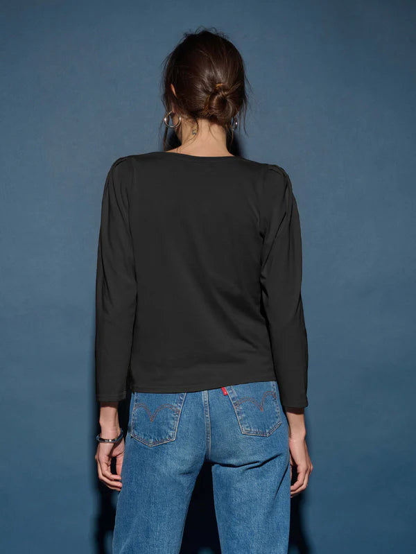 Amelie Envelope Neck Top - Jet Black