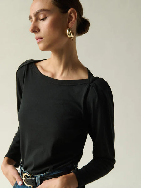 Amelie Envelope Neck Top - Jet Black