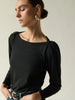 Amelie Envelope Neck Top - Jet Black