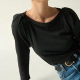 Amelie Envelope Neck Top - Jet Black