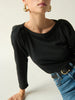 Amelie Envelope Neck Top - Jet Black
