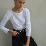 Amelie Envelope Neck Top - White
