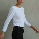 Amelie Envelope Neck Top - White