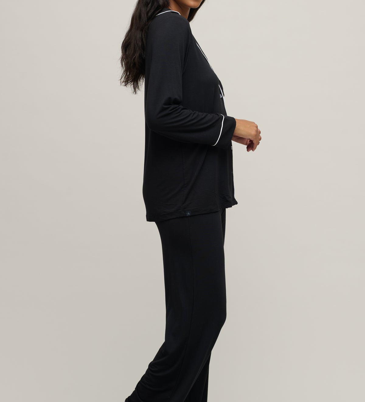 Luxe Milk Jersey Piped PJs - Black