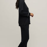 Luxe Milk Jersey Piped PJs - Black