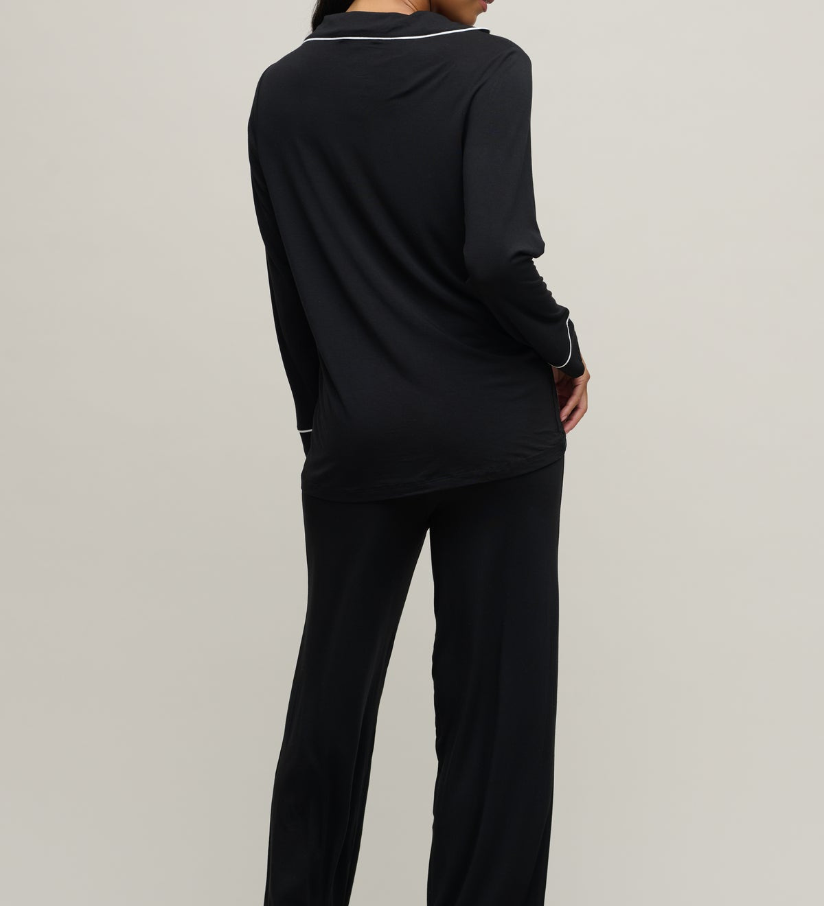 Luxe Milk Jersey Piped PJs - Black