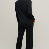 Luxe Milk Jersey Piped PJs - Black