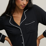 Luxe Milk Jersey Piped PJs - Black