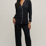 Luxe Milk Jersey Piped PJs - Black