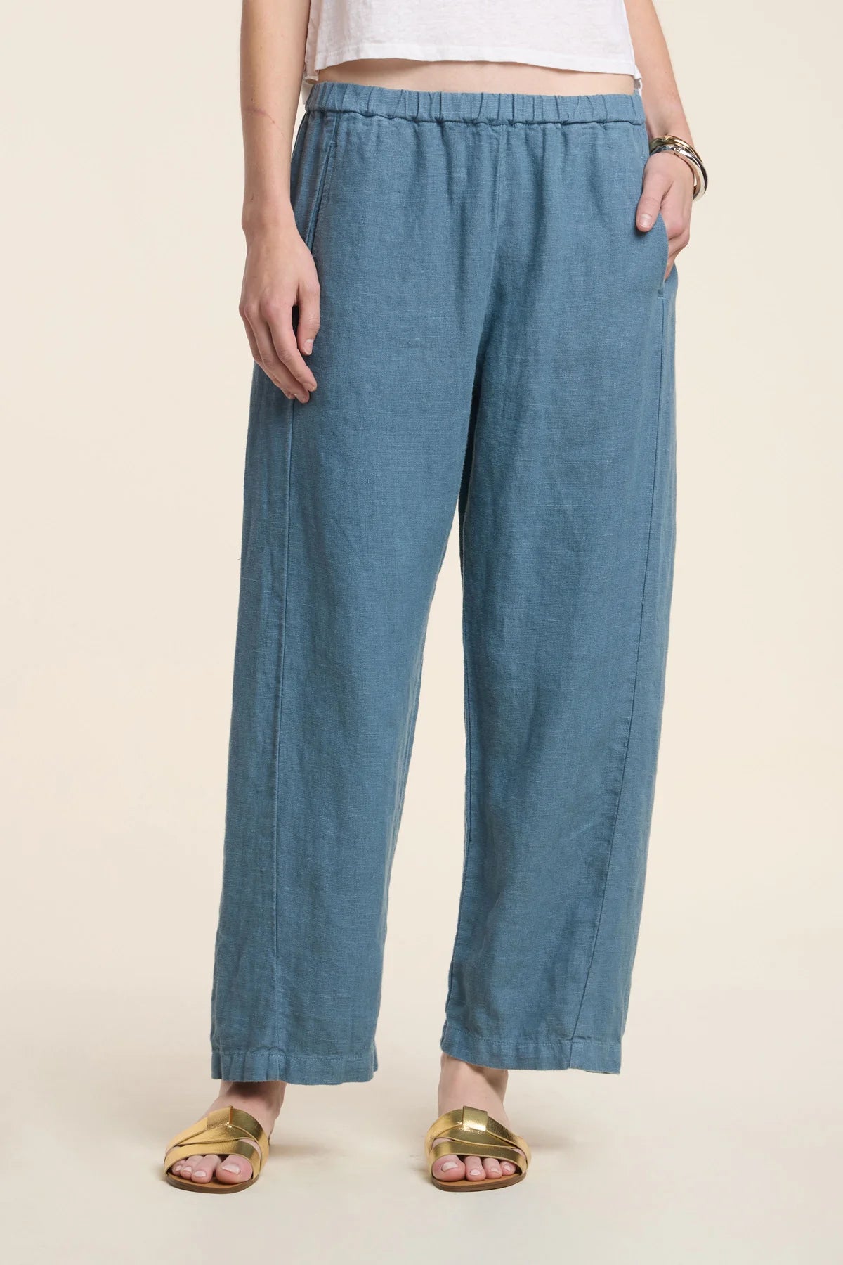 Celine Heavy Linen Pant - Hailstone