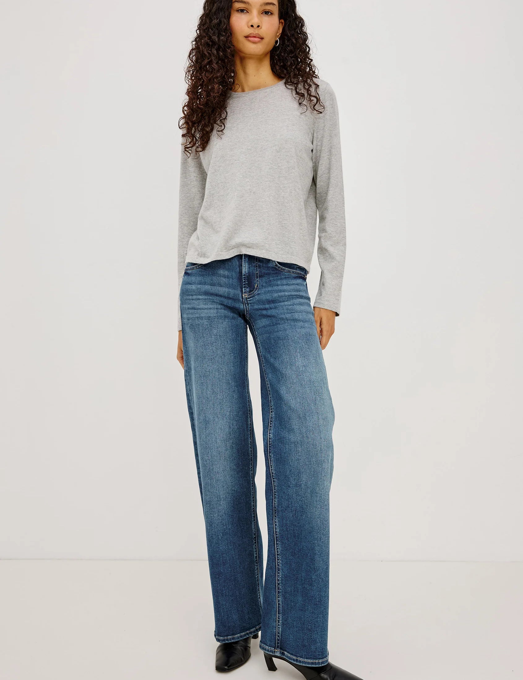 Cotton Cashmere LS Tee - Heather Grey