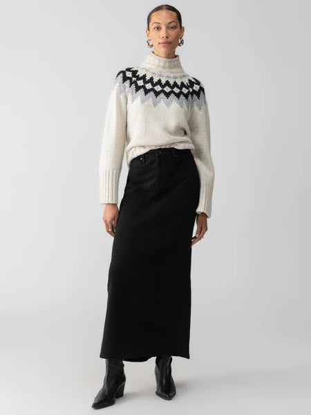 Denim Maxi Skirt - Vintage Black