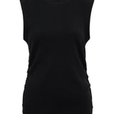 Ribbed Ruched Tank- Black