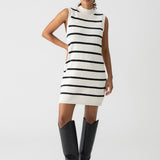 Life is Easy Sweater Dress - Chalk/ Black Stripe