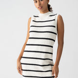 Life is Easy Sweater Dress - Chalk/ Black Stripe