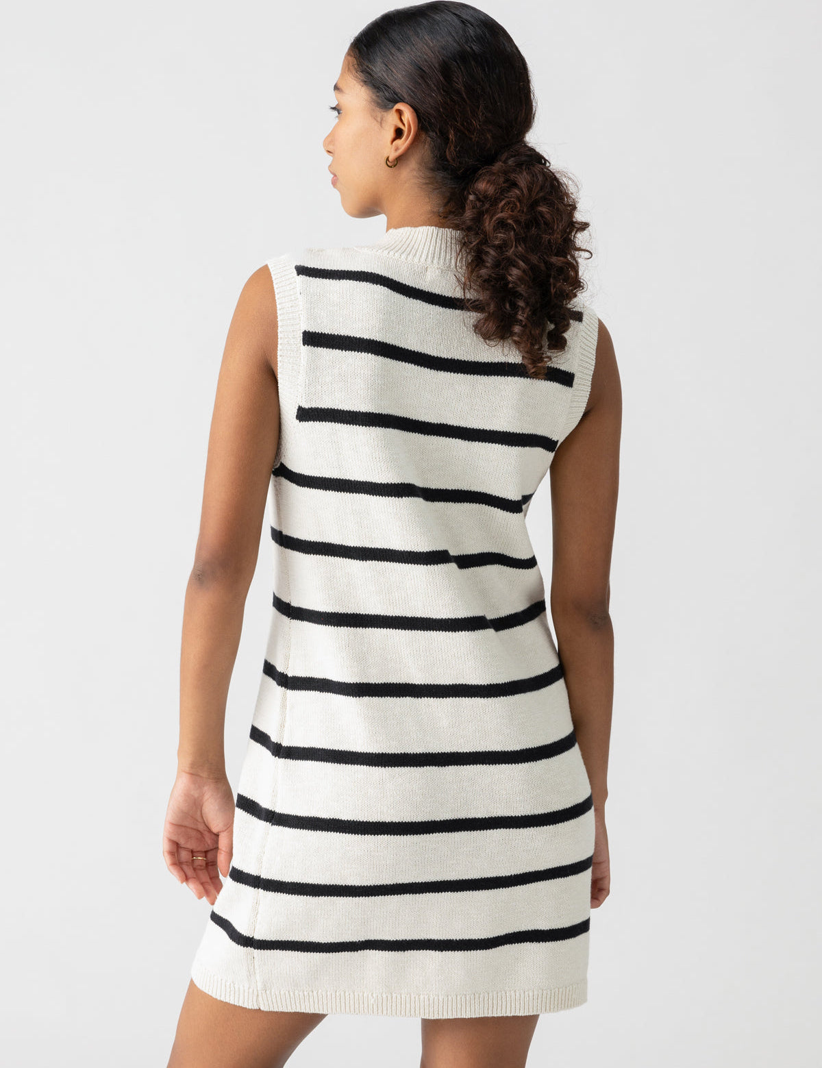 Life is Easy Sweater Dress - Chalk/ Black Stripe