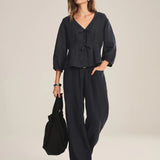 Martha Linen Top - Black