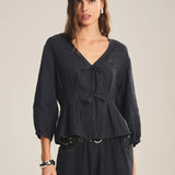Martha Linen Top - Black