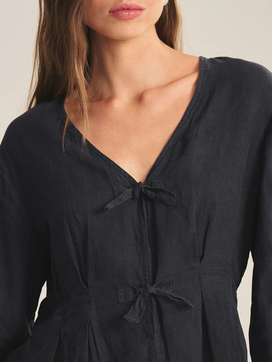 Martha Linen Top - Black
