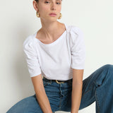 Deana Solid Envelope T-Shirt - White