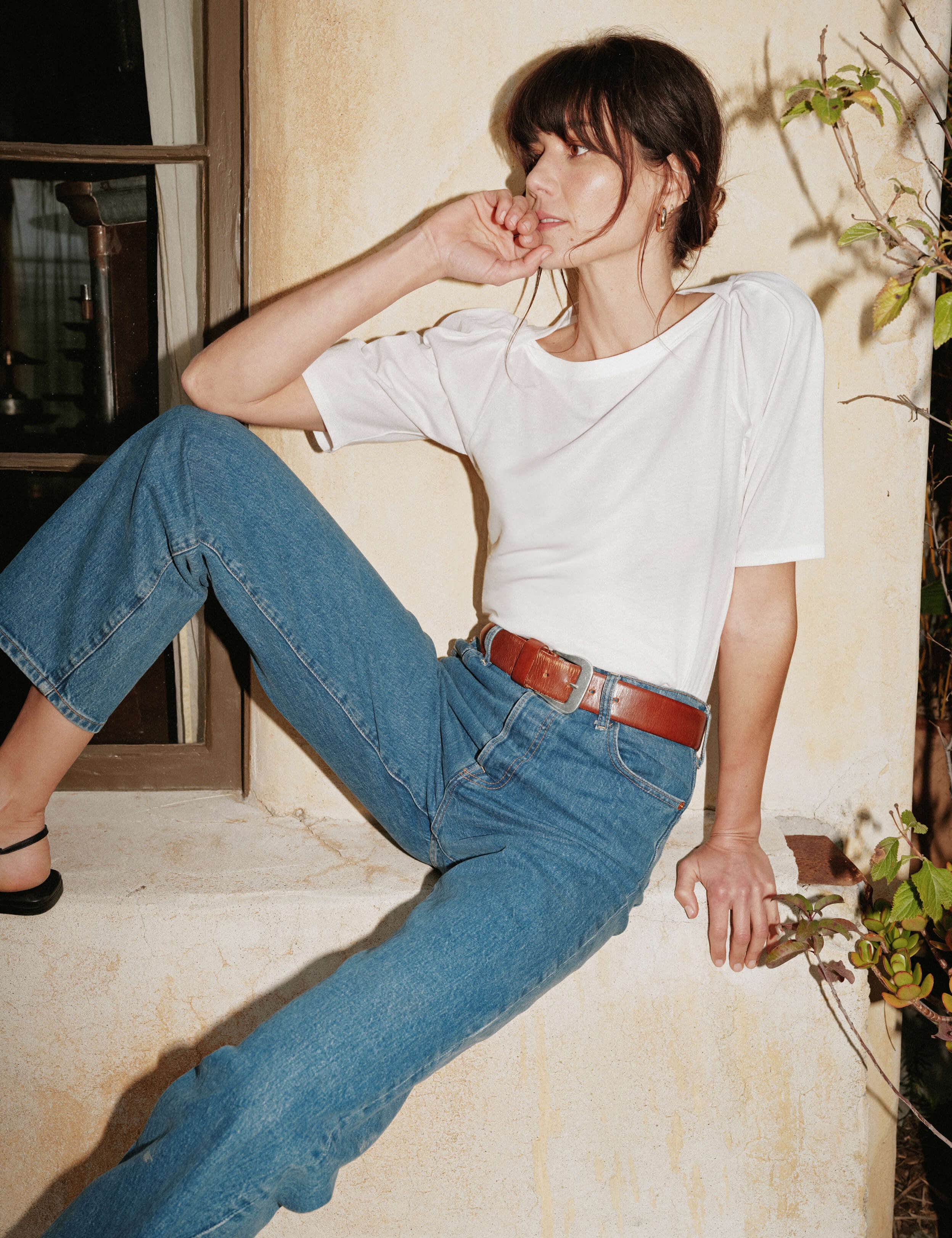 Deana Solid Envelope T-Shirt - White
