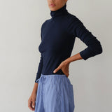 The Baby Rib Turtleneck - Navy