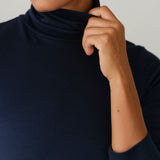 The Baby Rib Turtleneck - Navy