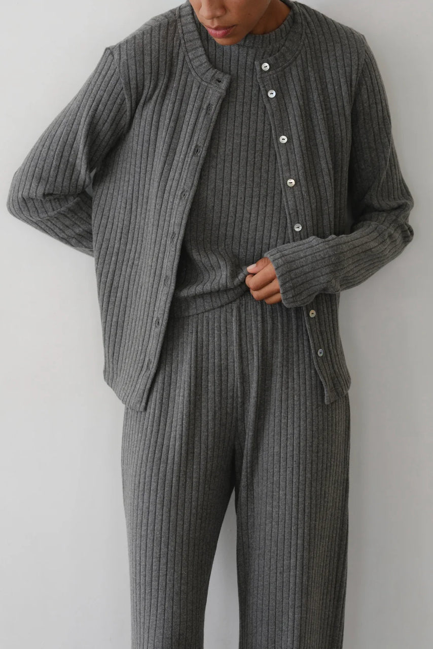 The Sweater Rib Cardi - Charcoal Grey