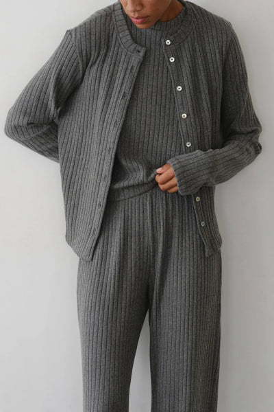 The Sweater Rib Cardi - Charcoal Grey