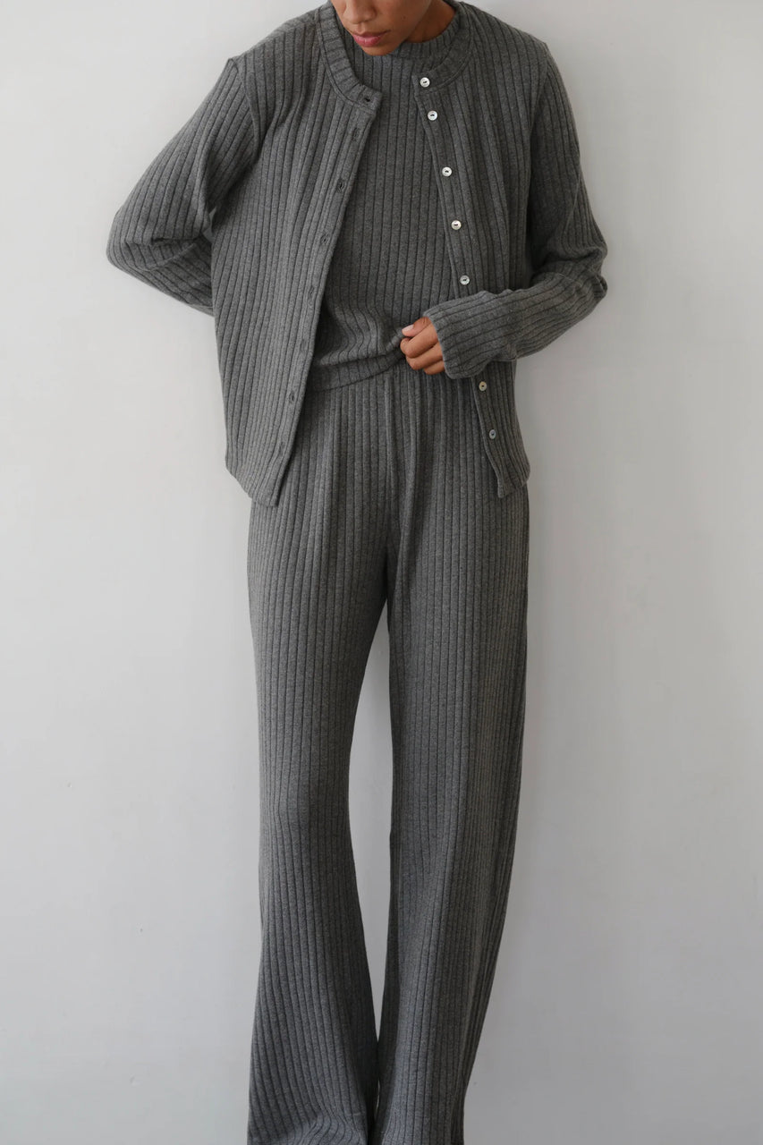 The Sweater Rib Simple Pant - Charcoal Heather