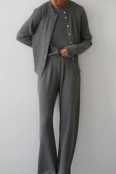 The Sweater Rib Simple Pant - Charcoal Heather