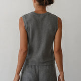 The Sweater Rib Shell Tank - Charcoal Heather