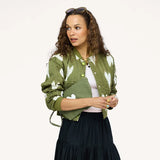 Ikat Heart Bomber - Army Green Natural