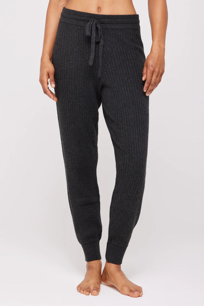 Luxe Essential Rib Jogger- Charcoal