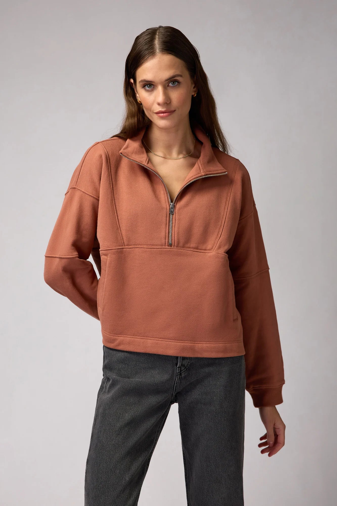Shay Half Zip- Deep Rust