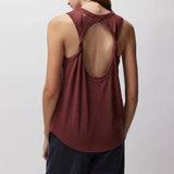 Practice Gratitude Double Twist Tank- Washed Burgundy